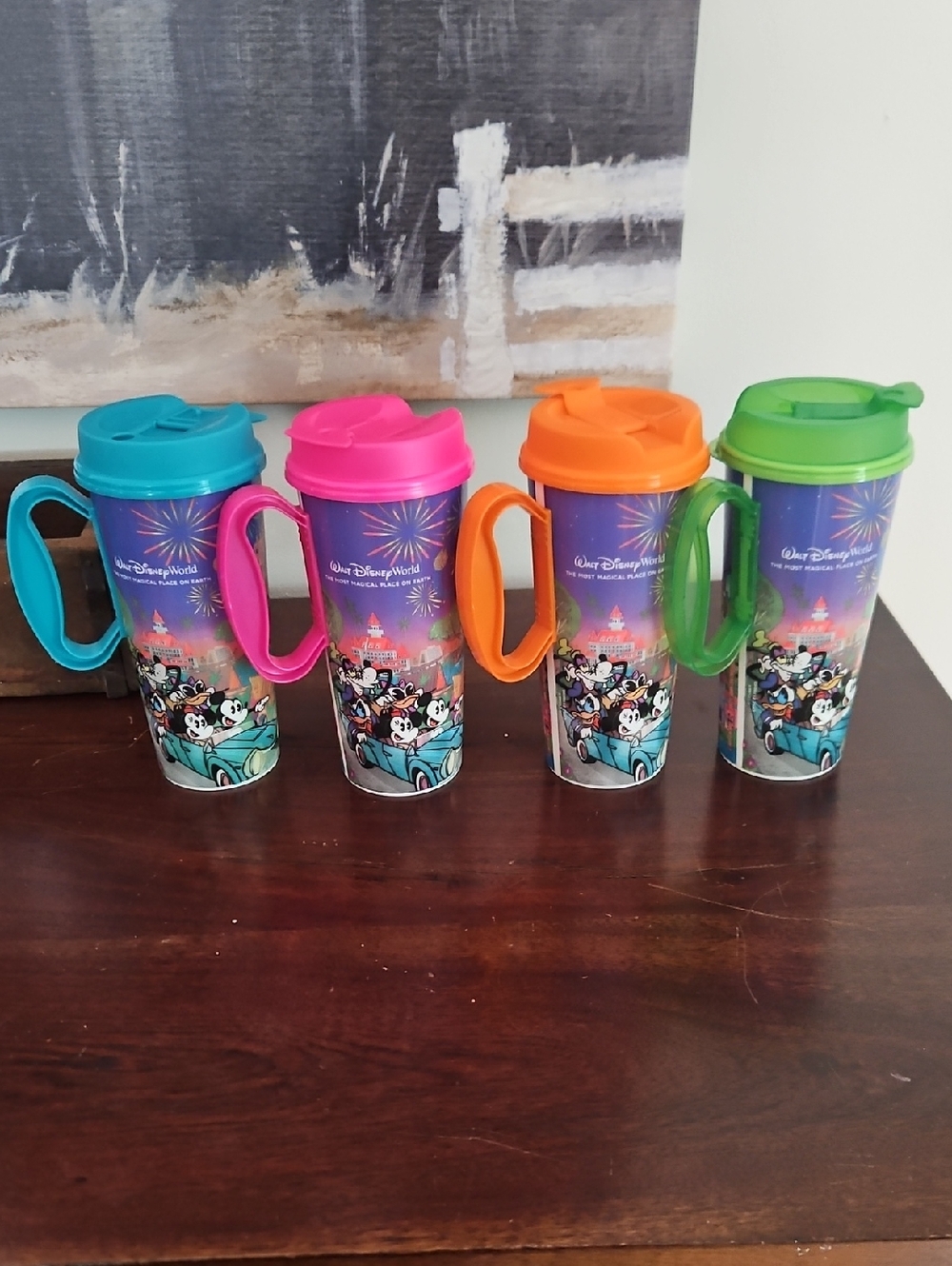 Four Disney Reusable Mugs For Disney Parks